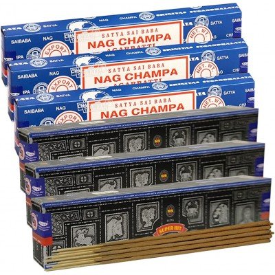 Nag Champa and Super Hit Incense Sticks with Holder Bundle 